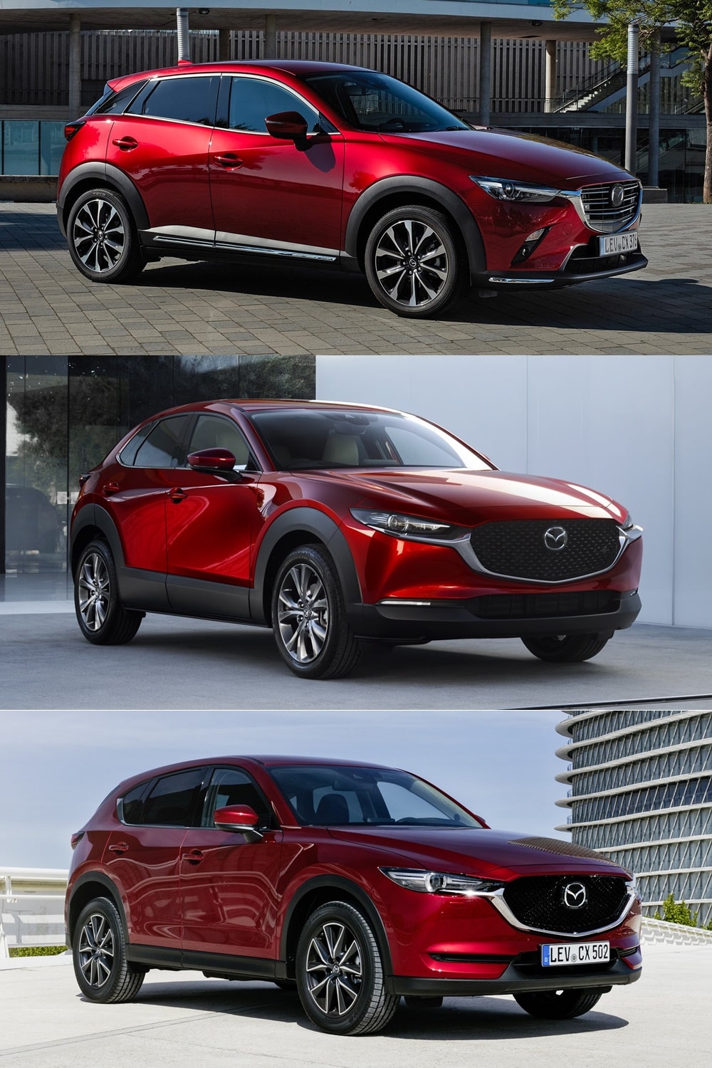 Comparación visual Mazda CX3 vs. CX30 vs. CX5 Juzga tú mismo si