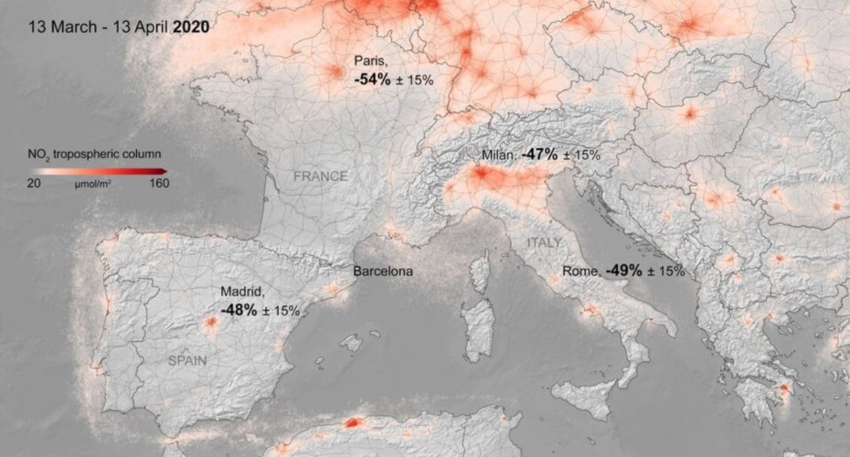 Así han caído las emisiones contaminantes en Europa durante el confinamiento