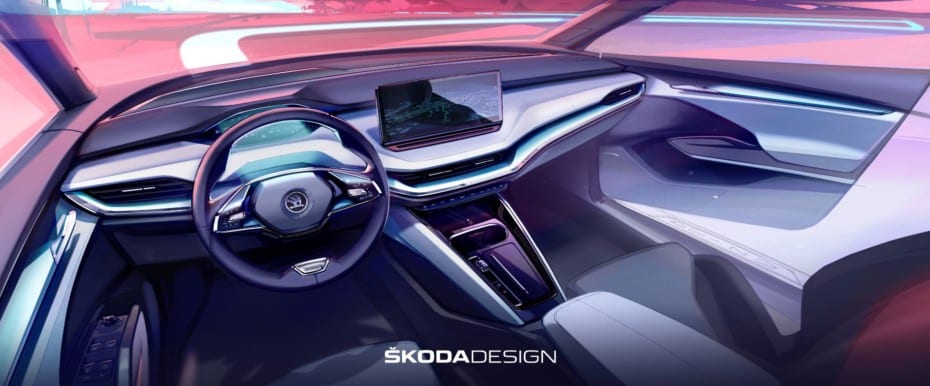 Škoda nos muestra el interior del ENYAQ IV: Nuevas líneas y más espacio que en el Kodiaq